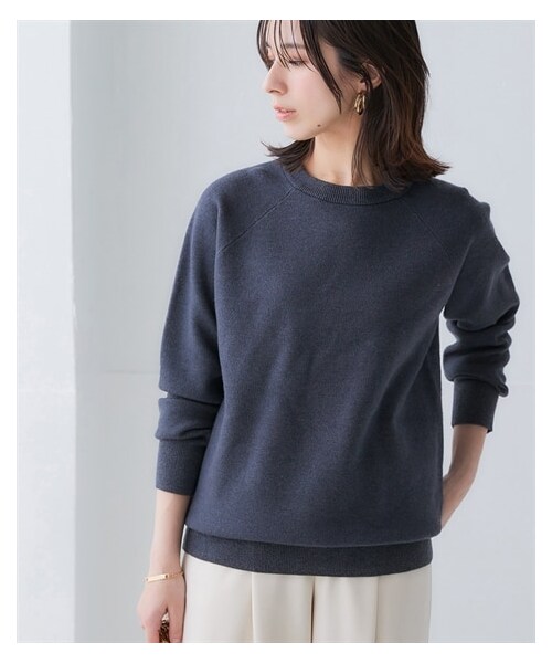 nissen（ニッセン）の「スウェットライクラグランニット（ニット/セーター・レディース・ミルクベージュ/杢グレー/バーガンディー/黒/ロイヤルブルー/グレープ/モカベージュ杢/ネイビー杢/ライラック杢・S/M/L/LL/3L/4L/5L/6L）」の6枚目の写真