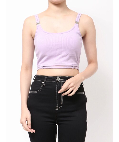 GYDA（ジェイダ）の「Symmetry GYDAウエストバインダービスチェ（ニット/セーター・レディース・オフホワイト/ブラック/ピンク/スカイブルー/パープル・F）」の5枚目の写真