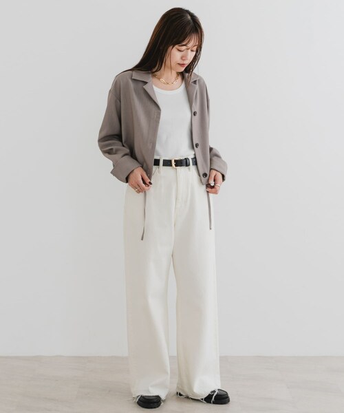 URBAN RESEARCH ROSSO（アーバンリサーチロッソ）の「F by ROSSO　オープンカラーシャツジャケット（テーラードジャケット・レディース・MOCHA/GRAY・FREE）」の22枚目の写真