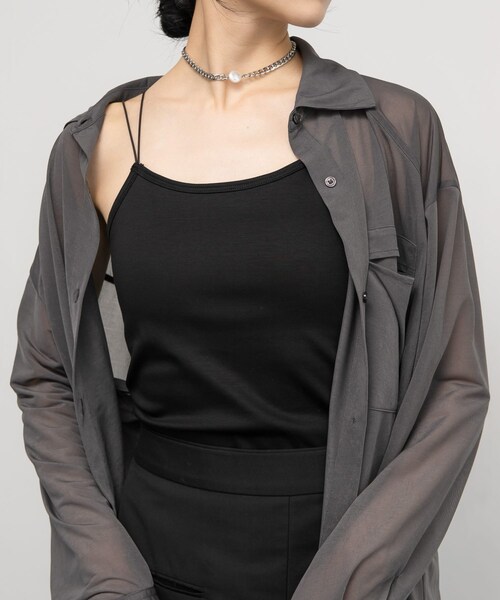 KBF（ケイビーエフ）の「スパゲティダブルストラップキャミソール（キャミソール・レディース・IVORY/CHARCOAL/BLACK・one）」の2枚目の写真