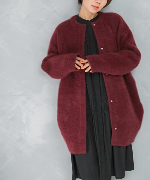 URBAN RESEARCH ROSSO（アーバンリサーチロッソ）の「ELENDEEK　CREW-NECK RACCOON MIX WCARDIGAN（カーディガン/ボレロ・レディース・BRD/L.YLW/BGE・1/2）」の3枚目の写真