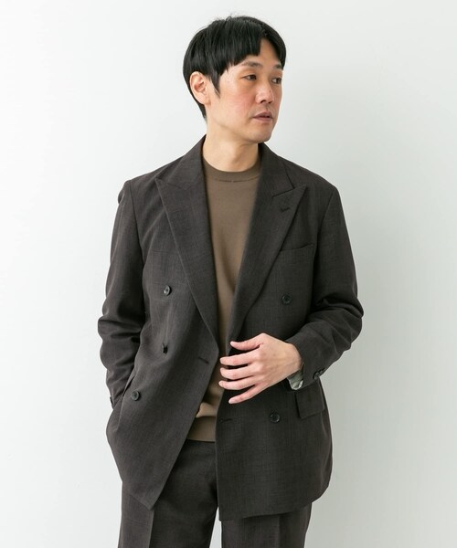 URBAN RESEARCH DOORS(アーバンリサーチドアーズ)の「LIFE STYLE TAILOR ウーリーノグレンチェックダブルジャケット(テーラードジャケット・メンズ・BROWN-CH・S/M/L/XL)」の2枚目の写真