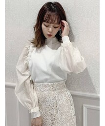 dazzlin | 異素材ギャザーフリルニットトップス(ニット/セーター)