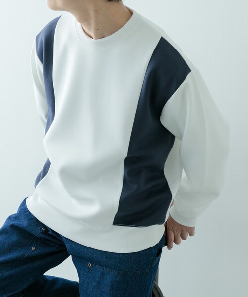 ITEMS URBANRESEARCH（アイテムズ アーバンリサーチ）の「ストレッチダンボール 切替トップス B（スウェット・メンズ・NVY/MOC/BLK・M/L）」の7枚目の写真