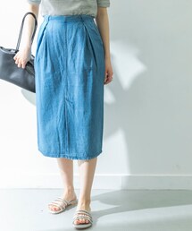 bolsista　Denim Tuck Skirt