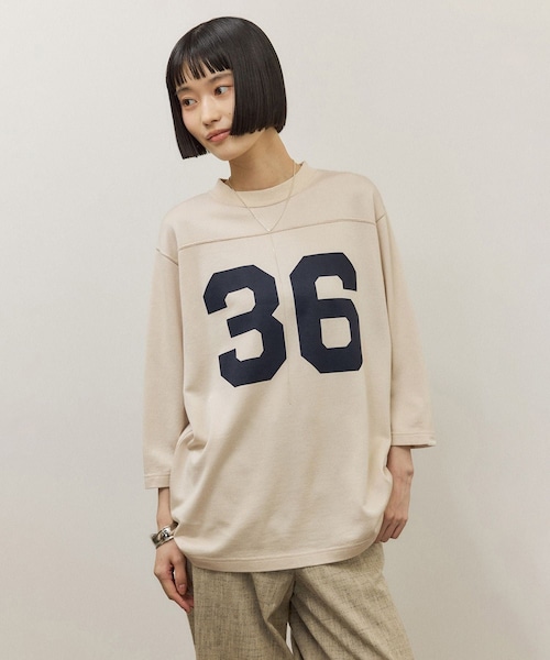 ADAM ET ROPE'（アダムエロペ）の「【Oblada(オブラダ)】別注 FOOTBALL TEE（Tシャツ/カットソー・レディース・オフホワイト/ブラウン/ネイビー・F）」の13枚目の写真