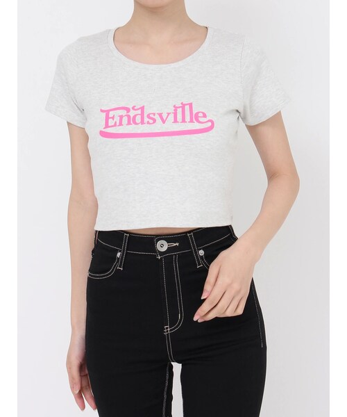 GYDA（ジェイダ）の「EndsvilleショートTシャツ（Tシャツ/カットソー・レディース・オフホワイト/ライトグレー/ブラック・F）」の3枚目の写真