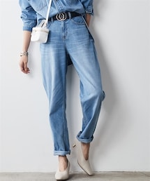 CHIC STYLE | 大きいサイズ綿100％ライトオンスデニムテーパードパンツシックスタイル(デニムパンツ)