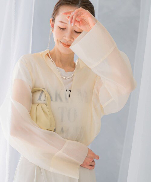 URBAN RESEARCH ROSSO（アーバンリサーチロッソ）の「シアースキッパーロングシャツ（シャツ/ブラウス・レディース・ivory/blue・FREE）」の4枚目の写真