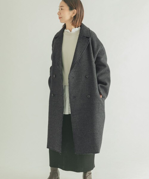 URBAN RESEARCH DOORS(アーバンリサーチドアーズ)の「FORK&SPOON チェックダブルコート(チェスターコート・レディース・BRNCHK/CHCCHK・1)」の18枚目の写真