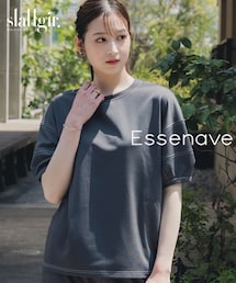 nissen | 高身長　薄ポンチ配色ステッチランタンスリーブプルオーバー（セットアップ対応）（トールサイズ）Essenave(Tシャツ/カットソー)