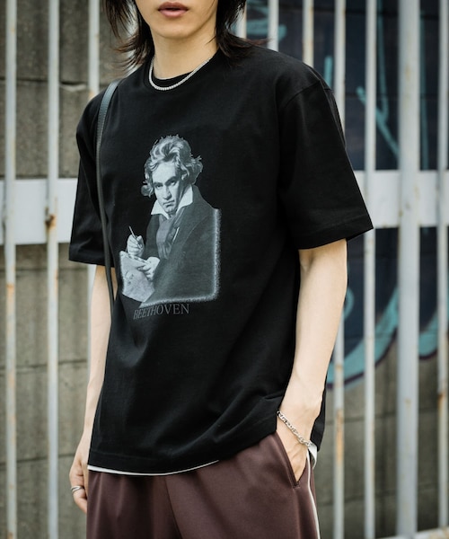 SENSE OF PLACE by URBAN RESEARCH(センスオブプレイスバイアーバンリサーチ)の「ヴィンテージライクTシャツ(ベートーヴェン)(Tシャツ/カットソー・メンズ・WHITE/BLACK/L.GRAY/YELLOW・M/L)」の2枚目の写真