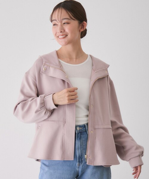 Jayro(ジャイロ)の「ダンボールニットフード付きブルゾン(ブルゾン・レディース・チャコール/ホワイト系/ダークブラウン/ピンク系・M)」の4枚目の写真
