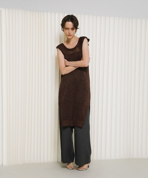 LAATO（ラート）の「knit frill tunic（チュニック・レディース・サンゴ/クリーム・Free）」の2枚目の写真