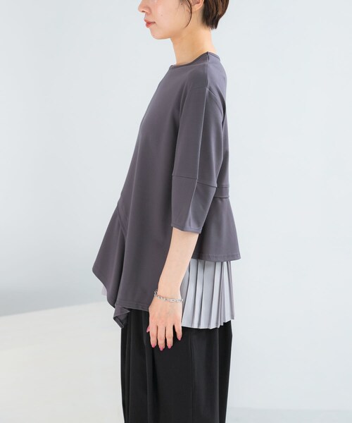 URBAN RESEARCH ROSSO（アーバンリサーチロッソ）の「ELENDEEK　SLIDE FLARE DOCKING CUT AND SEWN（Tシャツ/カットソー・レディース・O.WHT/GRY/BLK・Free）」の15枚目の写真