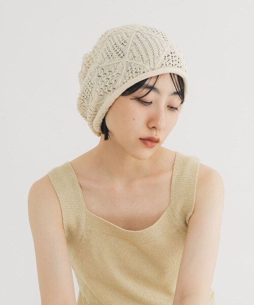 KBF（ケイビーエフ）の「パターンイージーニットビーニー（ニットキャップ/ビーニー・レディース・IVORY/BLACK・One）」の6枚目の写真