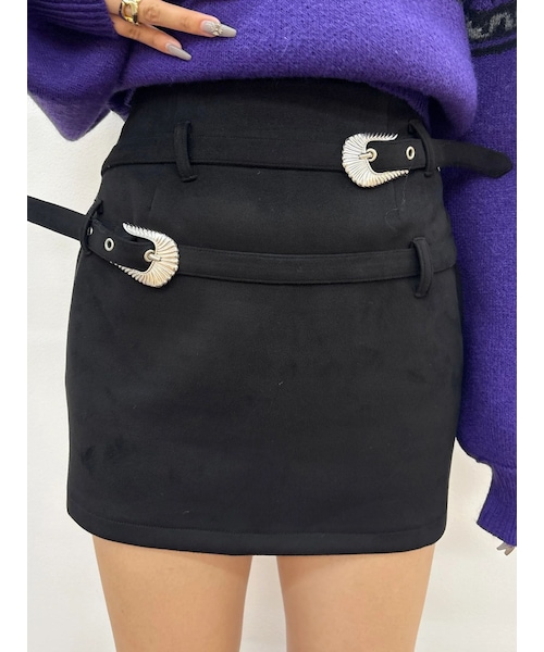 EVRIS（エヴリス）の「ダブルバックルベルトミニスカート（スカート・レディース・ブラック/キャメル・S/M）」の14枚目の写真