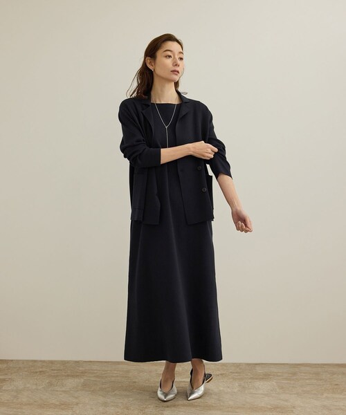 ROPE'(ロペ)の「シルクコットン総針Aラインワンピース/イージーケア(ワンピース・レディース・ネイビー/レッド・F)」の8枚目の写真