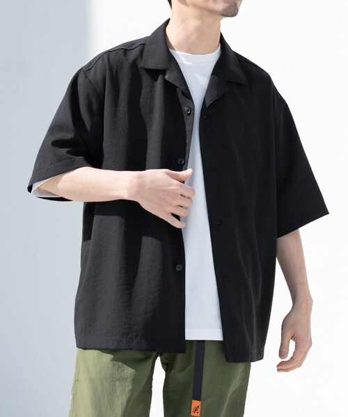 URBAN RESEARCH ROSSO（アーバンリサーチロッソ）の「『WEB限定』『セットアップ対応/XLサイズあり』リネンライクオープンカラー半袖オーバーシャツ（シャツ/ブラウス・メンズ・BLACK/LIGHT GRAY/NAVY・M/L/XL）」の5枚目の写真