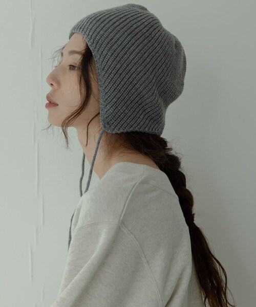 URBAN RESEARCH Sonny Label（アーバンリサーチサニーレーベル）の「イヤーニットキャップ（ニットキャップ/ビーニー・レディース・グレー/チャコール・One）」の12枚目の写真
