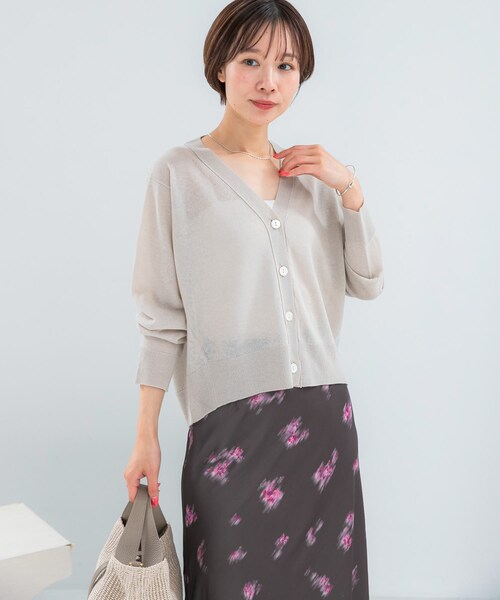 URBAN RESEARCH ROSSO（アーバンリサーチロッソ）の「リネン混セミシアーカーディガン（カーディガン/ボレロ・レディース・PEACH/NAVY/L.GRAY・Free）」の5枚目の写真