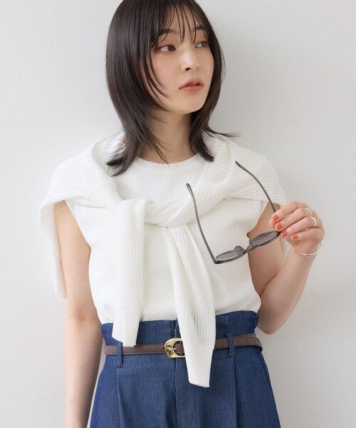 VIS(ビス)の「【WEB限定カラー】ICE BEAUTY 美人スリーブニットプルオーバ/UVケア・接触冷感(ニット/セーター・レディース・ブラック/オフホワイト/ブラウン/サックス/レッド・F)」の16枚目の写真