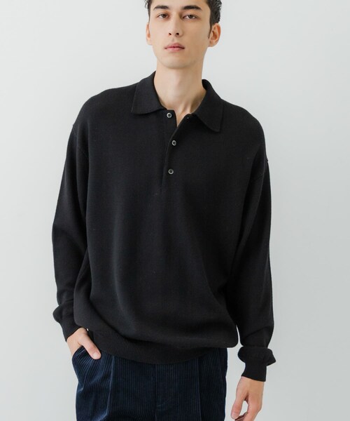 URBAN RESEARCH（アーバンリサーチ）の「CASH FEEL W/MID ニットポロ（ニット/セーター・メンズ・BLACK/CHARCOAL/BROWN・M/L）」の7枚目の写真
