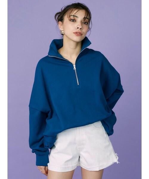 EVRIS（エヴリス）の「【WEB限定】ハーフジップスウェットトップス（スウェット・レディース・ブルー/ホワイト/ブラック・8/F）」の16枚目の写真