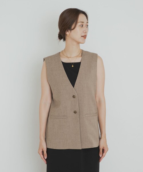 URBAN RESEARCH DOORS(アーバンリサーチドアーズ)の「ノーカラージレ(テーラードジャケット・レディース・BEIGE/BLACK・M)」の21枚目の写真