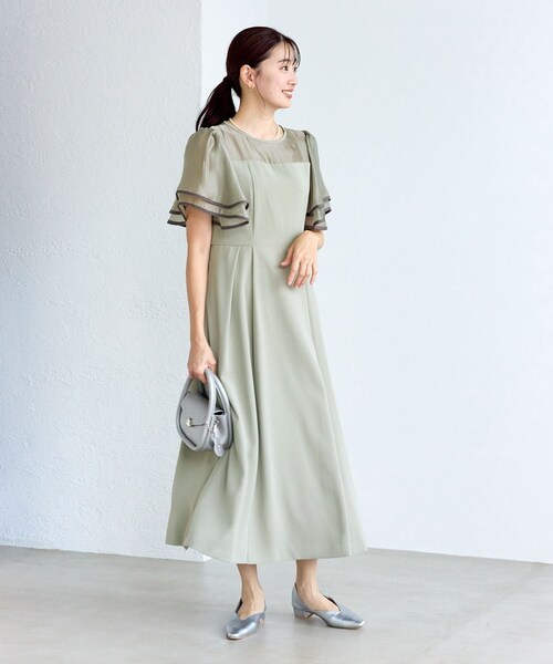 ROPE' PICNIC(ロペピクニック)の「【Mon E’toile/モンエトワール】フレア袖ビスチェデザインワンピース(ドレス・レディース・ブラック/グリーン/サックス・M/S)」の12枚目の写真