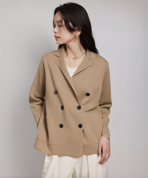 ROPE'（ロペ）の「ミラノリブ ニットダブルジャケット/イージーケア（テーラードジャケット・レディース・ベージュ/ネイビー・36/38）」の4枚目の写真