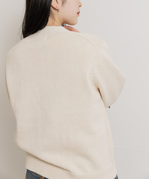 THE GOODLAND MARKET（ザグッドランドマーケット）の「米富繊維　WASHI COTTON KNIT CARDIGAN（カーディガン/ボレロ・レディース・40IVORY/14BLACK/31PINK・1/3）」の8枚目の写真