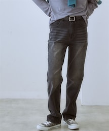 nissen | ハイウエストストレートブラスト加工デニムパンツ(デニムパンツ)