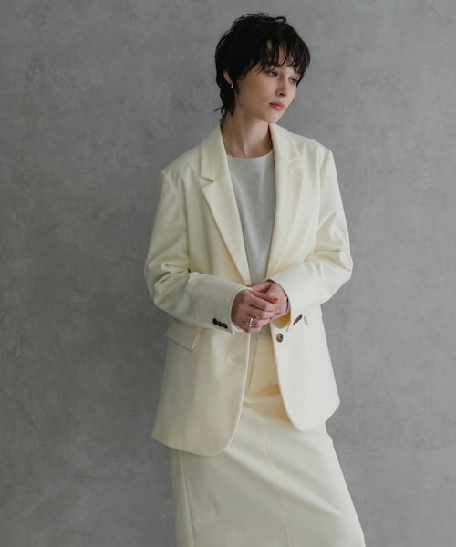 URBAN RESEARCH(アーバンリサーチ)の「トリコットコーデュロイジャケット(テーラードジャケット・レディース・BROWN/OFF WHITE・FREE)」の1枚目の写真