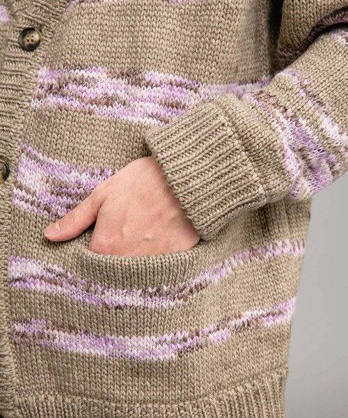 URBAN RESEARCH Sonny Label（アーバンリサーチサニーレーベル）の「ウール混スペースダイニットカーディガン（カーディガン/ボレロ・メンズ・ブラック/ネイビー/ベージュ・M/L）」の14枚目の写真