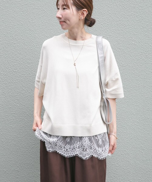 ITEMS URBANRESEARCH（アイテムズ アーバンリサーチ）の「『洗濯可』ニットTシャツ（ニット/セーター・レディース・OFF/BLK/CHA/GRN/ORG・Free）」の9枚目の写真