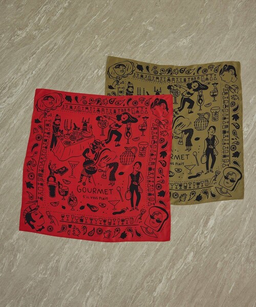 ADAM ET ROPE'(アダムエロペ)の「【Camille de Cussac by SALON】アートシルクスカーフ(バンダナ/スカーフ・レディース・ベージュ系/レッド・F)」の10枚目の写真