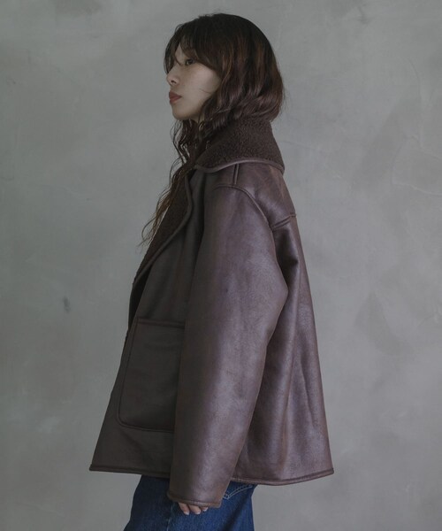 URBAN RESEARCH Sonny Label（アーバンリサーチサニーレーベル）の「リバーシブルフェイクムートンボアコート（ムートンコート・レディース・ブラック/ブラウン・Free）」の16枚目の写真
