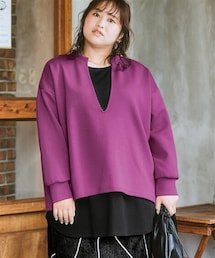 nissen | ＜大きいサイズ＞ゆるシルエット深Vプルオーバー(Tシャツ/カットソー)