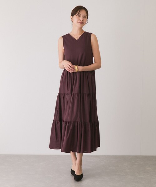 Jayro（ジャイロ）の「ティアードノースリーブフレアワンピース（ワンピース・レディース・ブラック/ダークブラウン/ネイビー・M）」の7枚目の写真