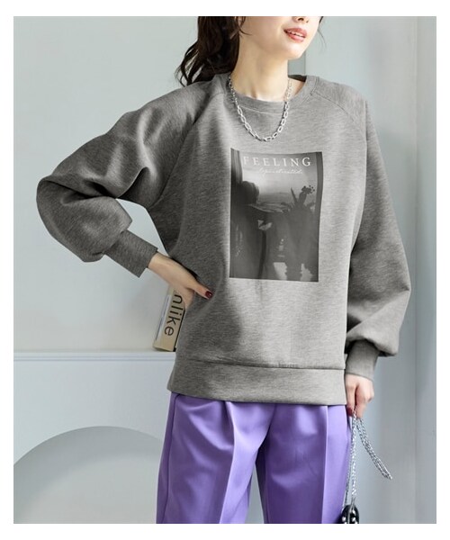 nissen（ニッセン）の「大きいサイズ ダンボールニットラグランフォトプリントプルオーバー（スウェット・レディース・黒/杢グレー・L~LL相当/3L~4L相当/5L~6L相当/8L相当/10L相当）」の12枚目の写真