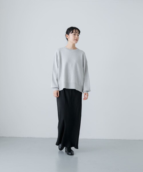 かぐれ（カグレ）の「『ユニセックス』コットンカシミヤスムースニットプルオーバー（ニット/セーター・レディース・GRAY/OATMEAL・1/2）」の8枚目の写真