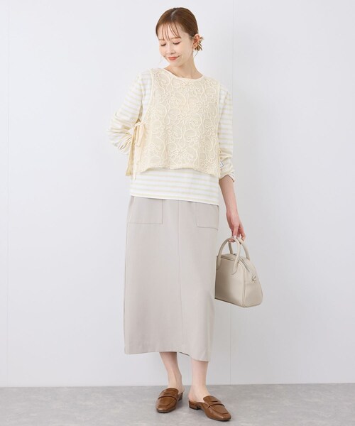 ROPE' PICNIC（ロペピクニック）の「サイドリボンレースベスト（ベスト・レディース・ブラック/ホワイト/キナリ・F）」の14枚目の写真