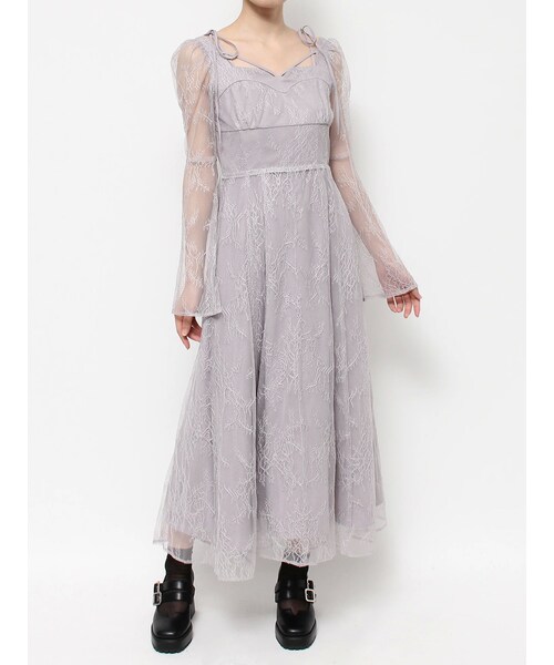 EATME（イートミー）の「リボンショルダーレースワンピース（ドレス・レディース・グレー/ブラック/ベージュ・S/M）」の10枚目の写真