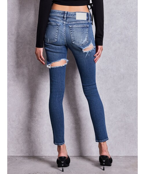 GYDA(ジェイダ)の「ジャストウエストBACK RANDOM RIPPEDスキニーデニムパンツ(デニムパンツ・レディース・ブルー/インディゴ・XS/S/M)」の3枚目の写真