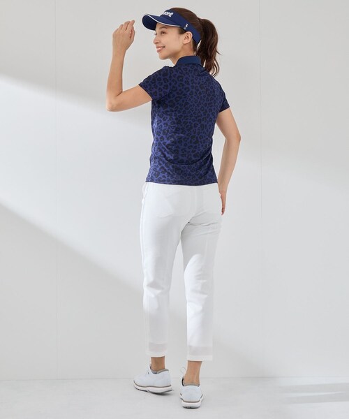 ROPE'（ロペ）の「【UV CARE】【吸水速乾】【ストレッチ】アニマル柄ジャガード半袖ポロ（ポロシャツ・レディース・グレー/ネイビー/ピンク・L/M/S）」の17枚目の写真