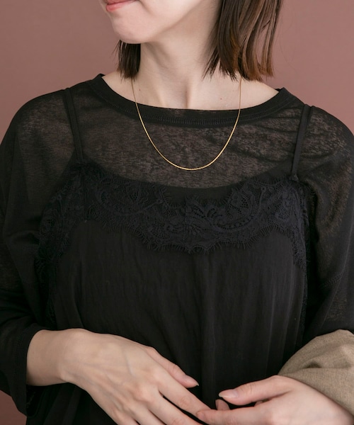 ITEMS URBANRESEARCH（アイテムズ アーバンリサーチ）の「レースキャミチュニック（チュニック・レディース・DOT/BLK/BRN/OFF・Free）」の2枚目の写真
