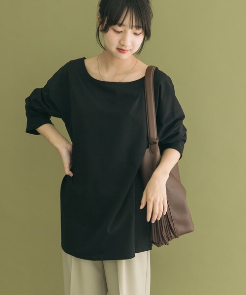 ITEMS URBANRESEARCH(アイテムズ アーバンリサーチ)の「シルケットロングスリーブTシャツ(Tシャツ/カットソー・レディース・WHT/BORDER/BLK・FREE)」の13枚目の写真
