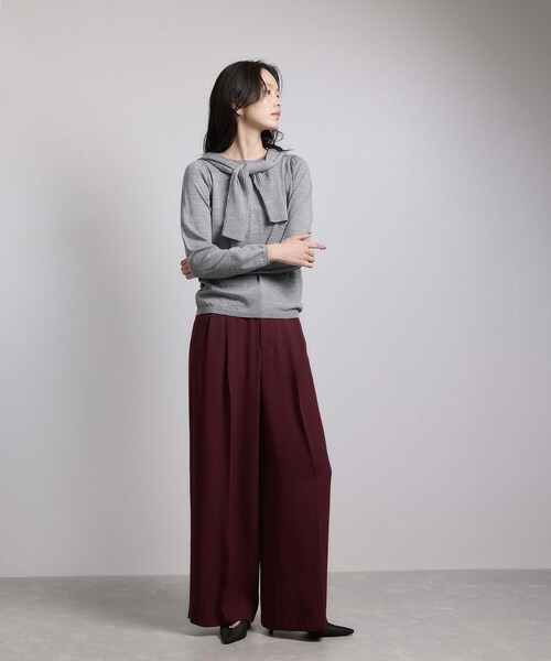 ROPE'（ロペ）の「袖ギャザークルーネックニットプルオーバー/イージーケア（ニット/セーター・レディース・ブラック/グレー/オフホワイト/レッド/ローズピンク・F）」の19枚目の写真