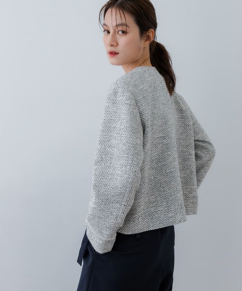 URBAN RESEARCH（アーバンリサーチ）の「ツイードノーカラージャケット（ノーカラージャケット・レディース・OFF MIX/BLACK MIX・FREE）」の7枚目の写真